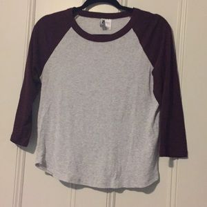 Wine and heather grey baseball tee